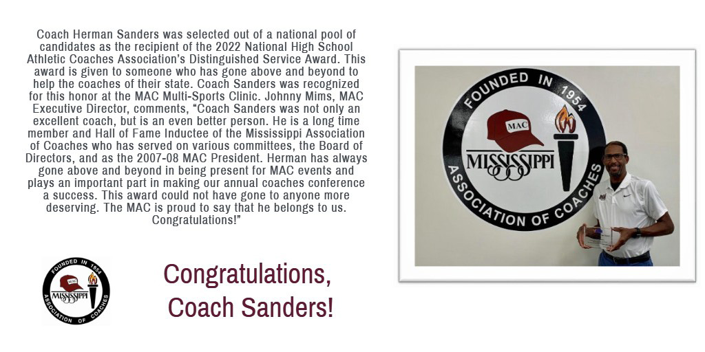 Coach Herman Sanders Receives the 2022 NHSACA's Distinguished Service